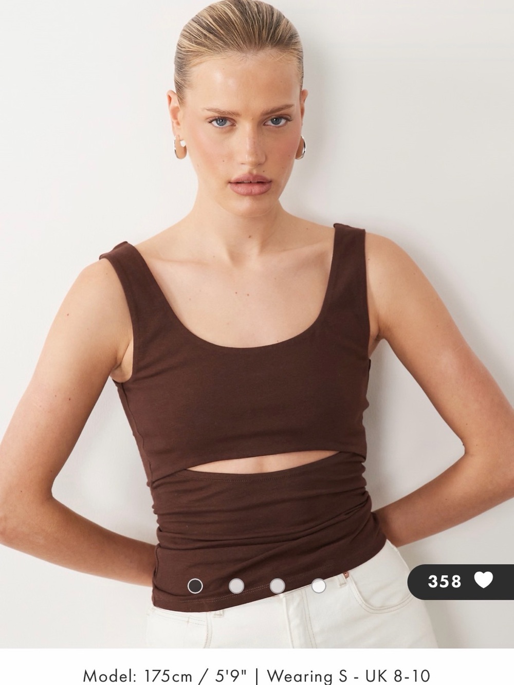 ASOS Chocolate Brown Scoop Neck Cutout Tank
